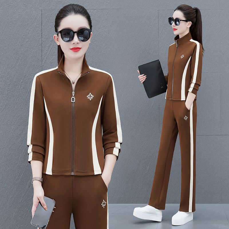 休闲运动服套装女春秋季2025新款时尚洋气减龄显瘦立领卫衣两件套
