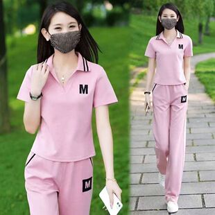 休闲运动服套装女士2026夏季新款时尚小个子减龄短袖阔腿裤两件套