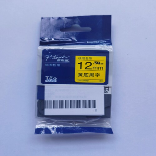 兄弟标签机色带12mm黄底黑字线缆