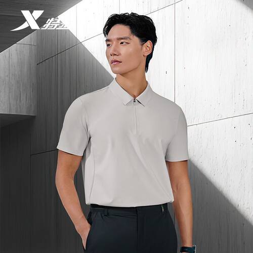 特步冰感短袖翻领POLO衫男夏季