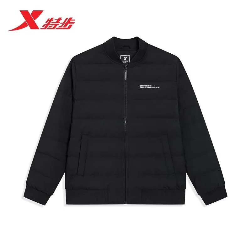 特步运动羽绒服男2025初冬新品纯色简约保暖羽绒服975429190477