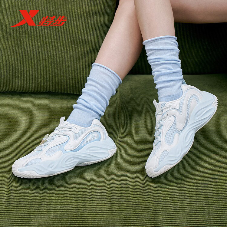特步雪糕鞋2.0运动鞋女鞋2026夏新款网面厚底老爹鞋974218320009