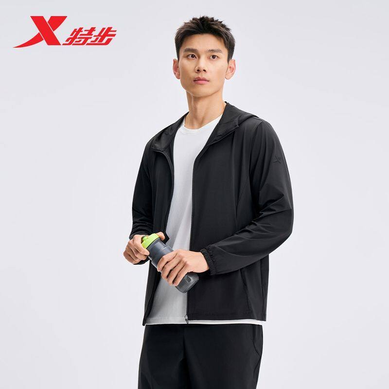 特步防晒衣外套男士2026夏薄款冰丝运动休闲连帽上衣974229940473