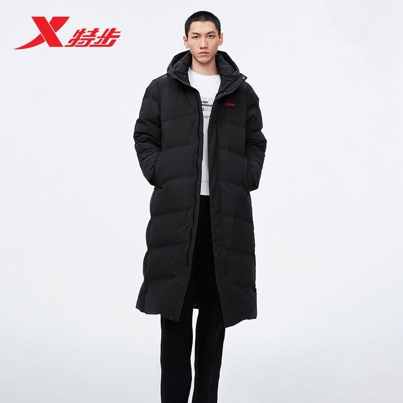 特步中长羽绒服男士2025年冬季新款上衣防风保暖外套975429640128