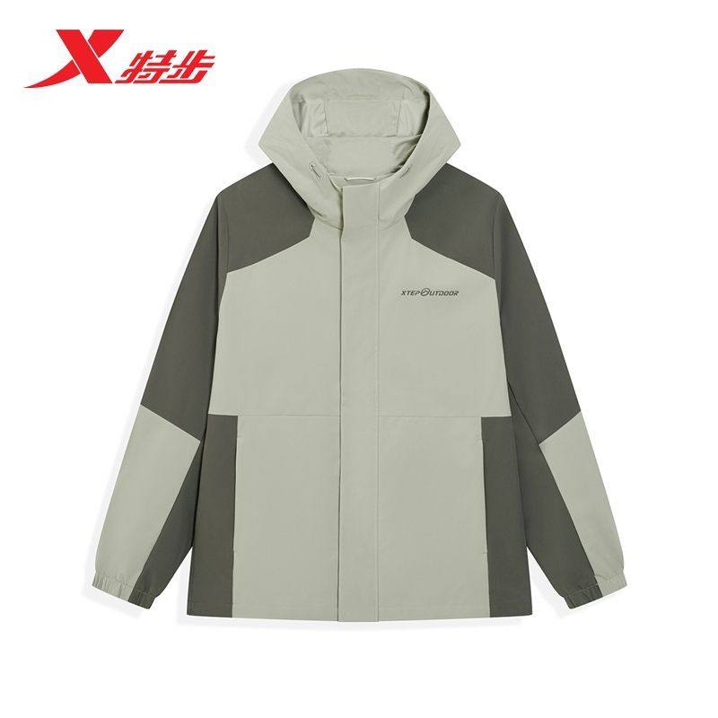 特步梭织双层风衣2026春季新款三防保暖运动厚外套男974129160075