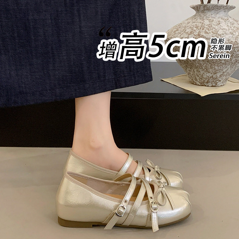 韩国明星同款内增高厚底芭蕾玛丽珍鞋女2026夏新款小个子晚晚配裙