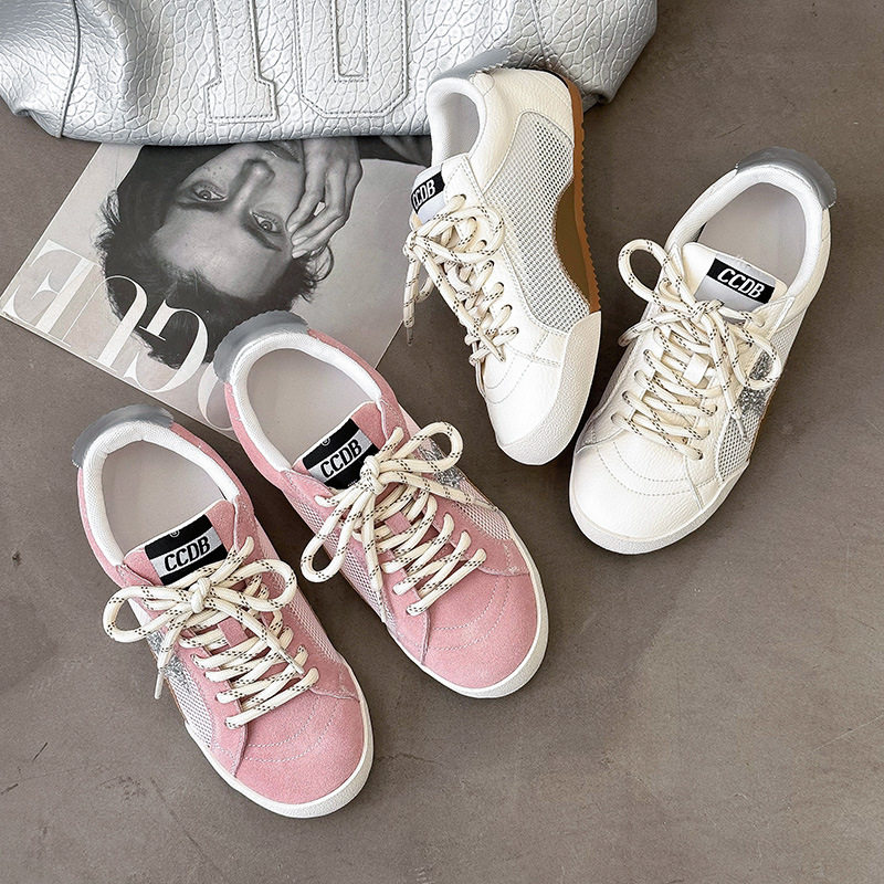 香港潮牌内增高德训鞋女2025夏季薄款真皮网面拼接透气轻便拼色复,女鞋,德训鞋,淘宝优惠券,粉丝福利购,淘宝优惠卷