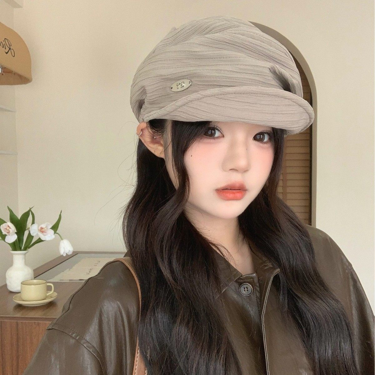 香港潮牌 25年秋冬新款实拍褶皱棉麻贝雷帽女夏季薄款复古文艺显,服饰配件/皮带/帽子/围巾,防晒帽,淘宝优惠券,粉丝福利购,淘宝优惠卷