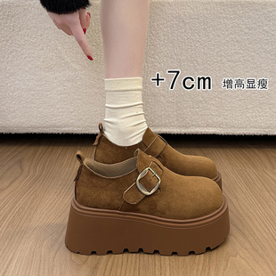 春季 女2026新款 复古松糕一脚蹬懒人乐 7CM厚底全包勃肯鞋 韩国潮鞋
