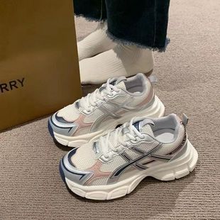 百搭轻便跑步炸街网面透气运 新款 香港潮牌厚底老爹鞋 女2025春秋季