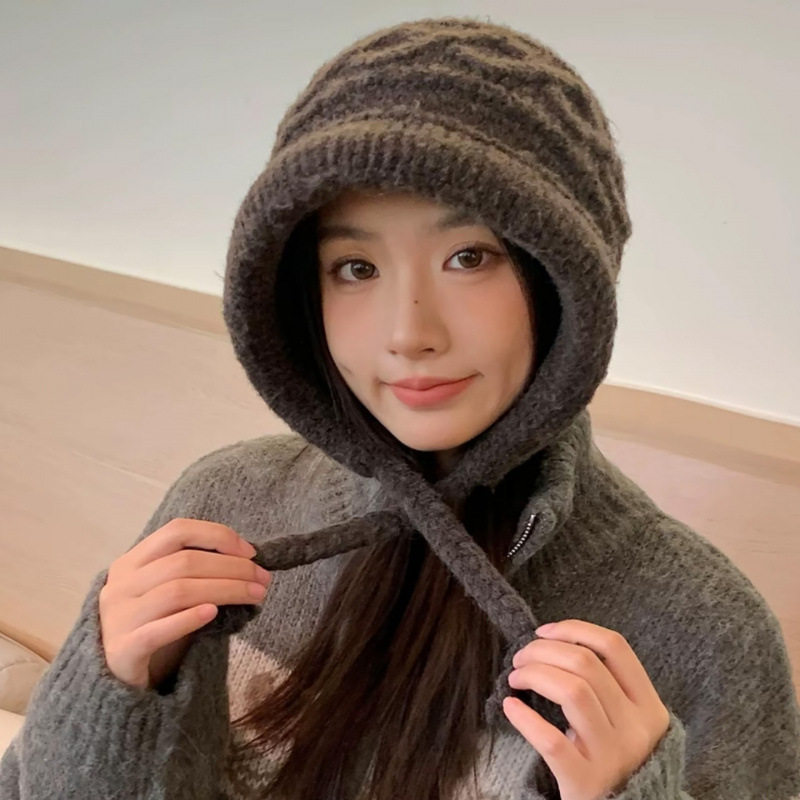 香港潮牌 25年秋冬新款麻花辫绑带卷边毛线帽女俏皮显脸小针织帽,服饰配件/皮带/帽子/围巾,帽子,淘宝优惠券,粉丝福利购,淘宝优惠卷