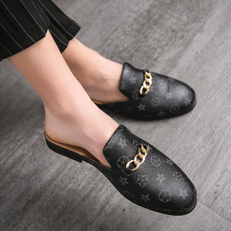 香港潮牌跨境48半拖鞋男夏季包头无后跟休闲凉拖外穿凉鞋尖头皮鞋,流行男鞋,包头拖,淘宝优惠券,粉丝福利购,淘宝优惠卷