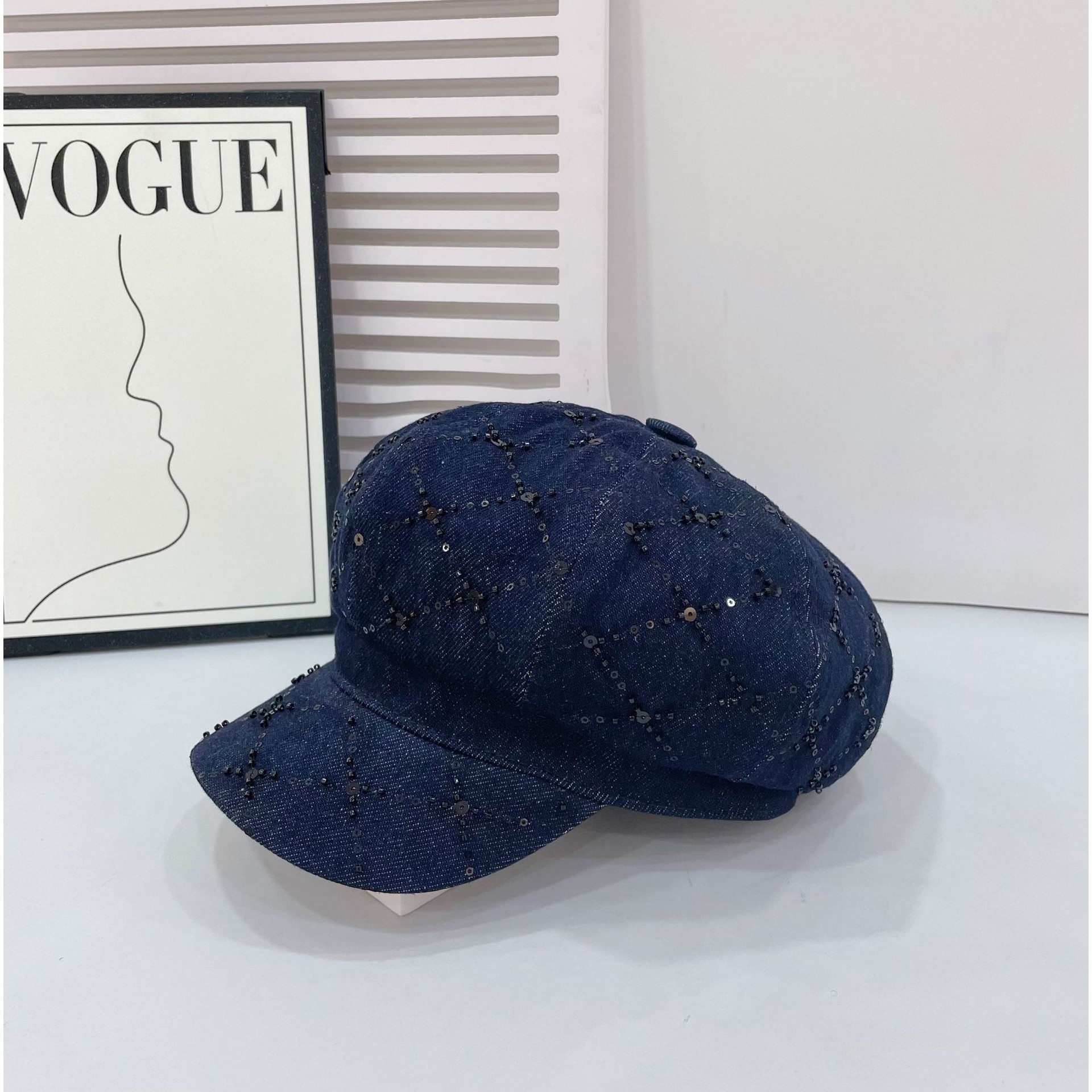 香港潮牌 25年早秋新款高品质格纹亮片水洗棉八角帽女时尚百搭韩,服饰配件/皮带/帽子/围巾,帽子,淘宝优惠券,粉丝福利购,淘宝优惠卷