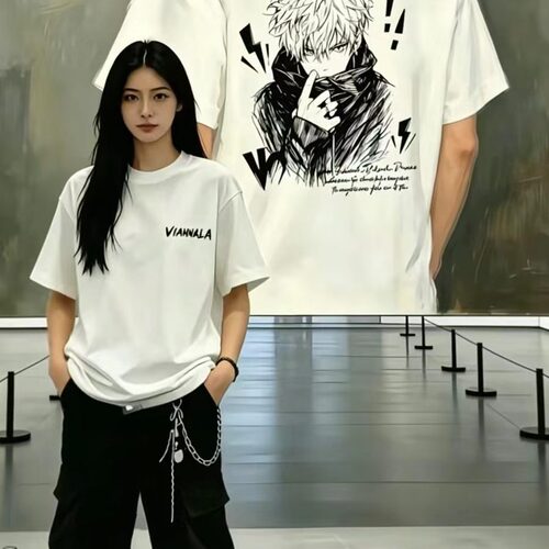 韩国明星同款小清新美式简约轻奢花卉小标签字母印花重磅230g纯棉