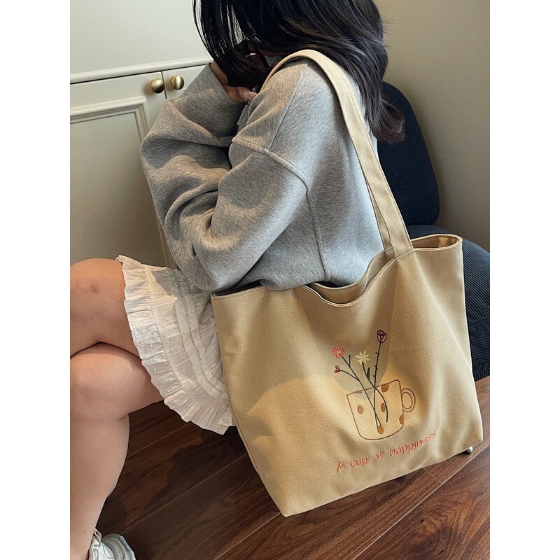 韩国明星同款韩版ins新款高颜值文艺原宿风托特包女松弛感轻便大