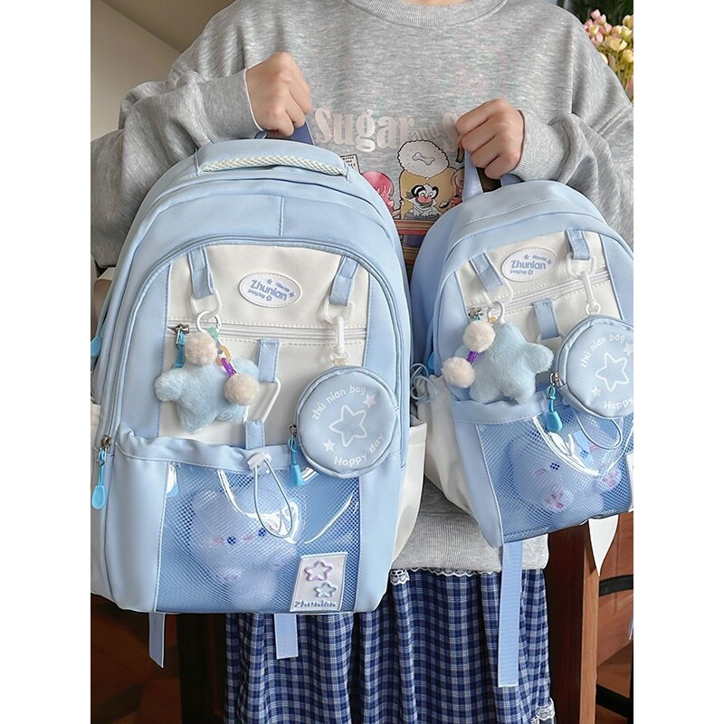 韩国明星同款日系可爱少女撞色迷你双肩女韩版多巴胺中小学生高颜