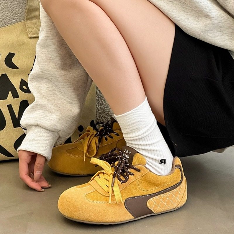 香港潮牌复古拼色阿甘鞋女2025春款透气平底防滑德训鞋真皮舒适休,女鞋,德训鞋,淘宝优惠券,粉丝福利购,淘宝优惠卷