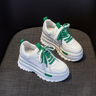 厚底皮面增高老爹 小白鞋 香港潮牌2025年秋新款 ins休闲透气松糕鞋