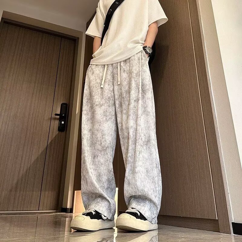 韩国明星同款美式重磅扎染脏脏裤男女2026春季青少年休闲裤子新款