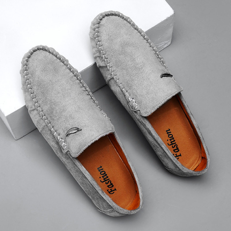 香港潮牌跨境大46乐福男鞋夏季男士休闲翻毛皮鞋懒人软底一脚蹬豆,流行男鞋,休闲皮鞋,淘宝优惠券,粉丝福利购,淘宝优惠卷