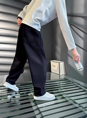 韩国明星同款弯刀卫裤男款爆款2025新款潮流直筒宽松休闲裤男士春