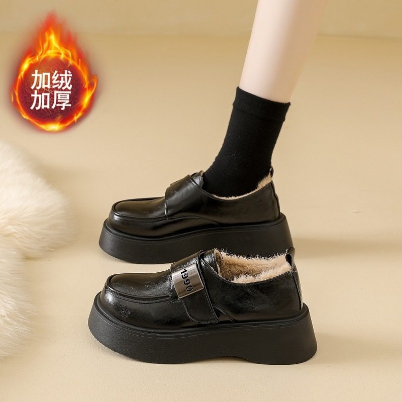 香港潮牌保暖棉鞋英伦风小皮鞋女冬季一脚蹬保暖法式蝴蝶结百搭Co,女鞋,乐福鞋（豆豆鞋）,淘宝优惠券,粉丝福利购,淘宝优惠卷