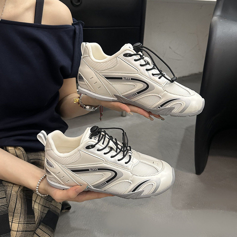 韩国明星同款赛车德训鞋女2025夏季新款时尚百搭网面厚底透气暴走