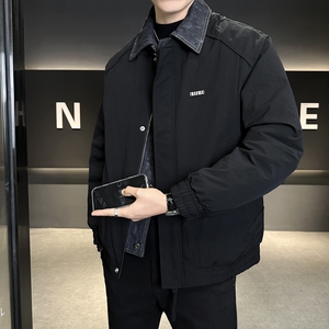 店主风2025冬季假两件羽绒服男翻领短款标绒外套T522--P210图片