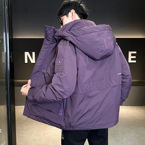 店主风2025冬季羽绒服男一手长连帽宽松标绒外套7819-TP155图片