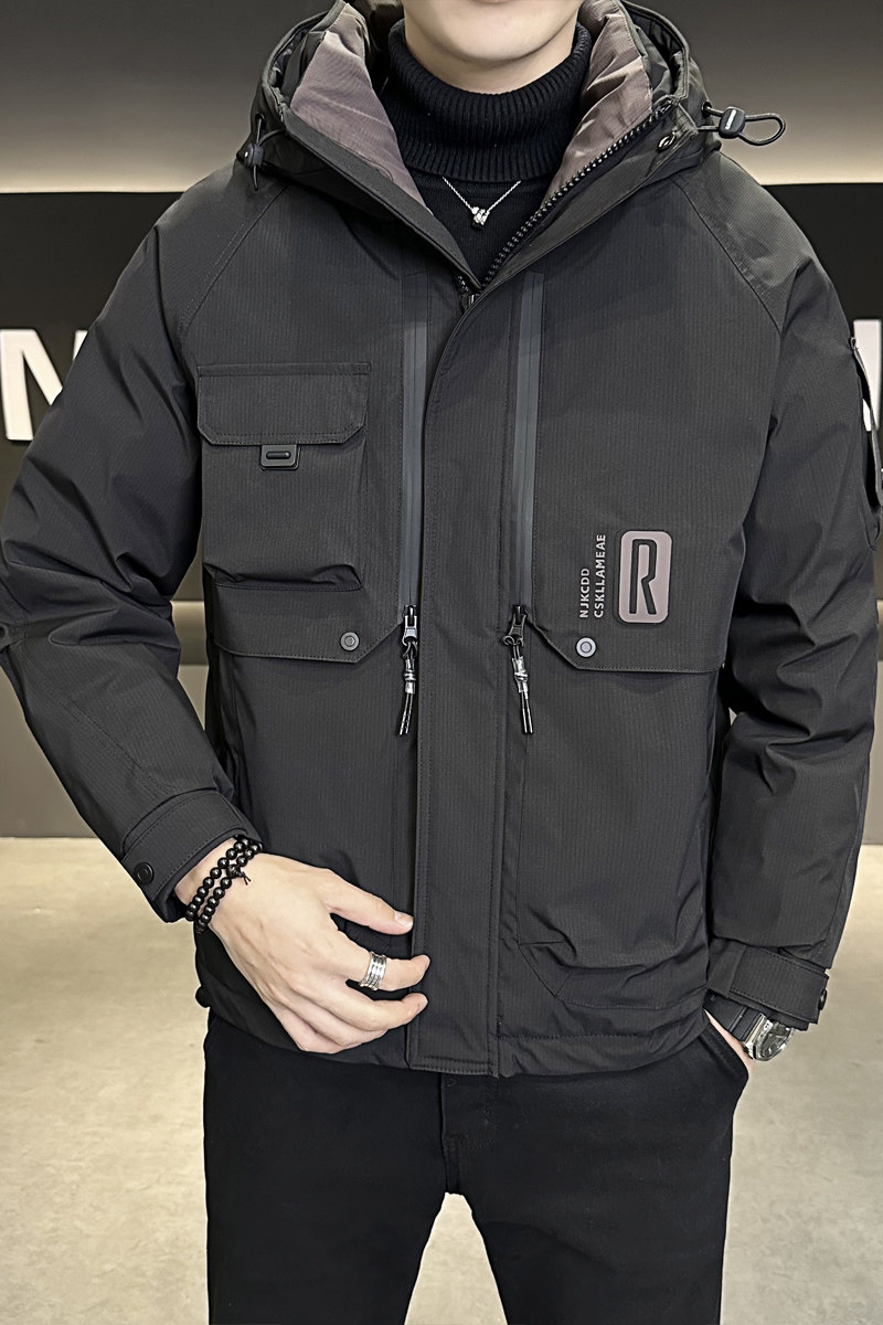 店主风2024冬季新款羽绒服男短款连帽潮牌冲锋衣外套8137--P215,男装羽绒服,电商D238