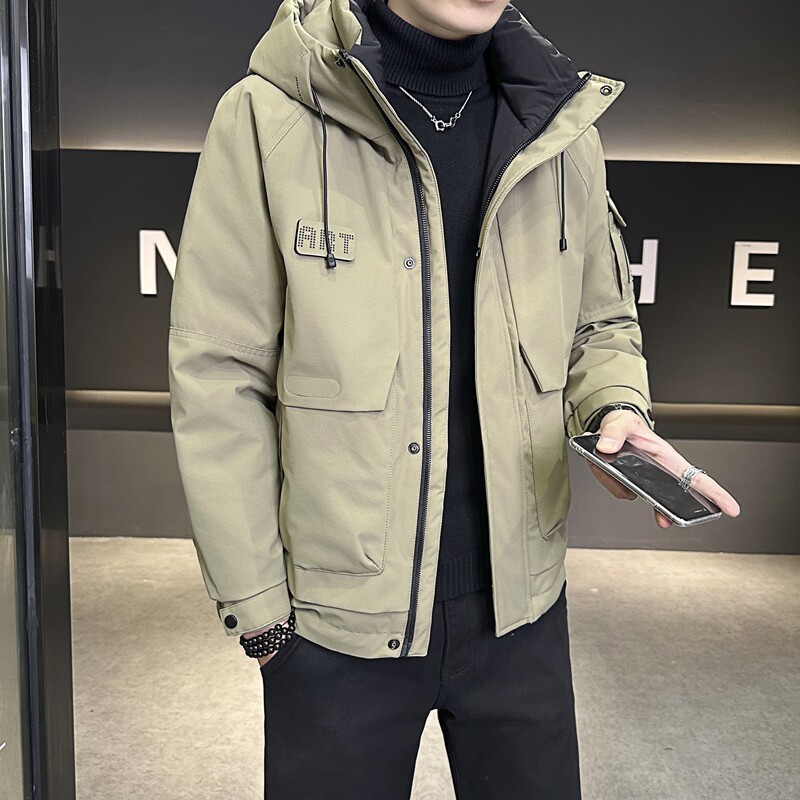 店主风2024冬季新款羽绒服男短款连帽潮牌冲锋衣外套8128--P200,男装羽绒服,电商D238