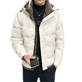 店主风2025冬季新款羽绒服男短款连帽拼色羽绒外套D69-P175，男装羽绒服，电商D238