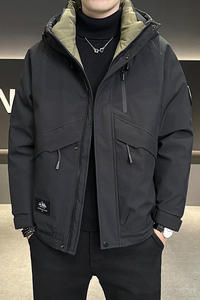 店主风2025冬季新款羽绒服男短款连帽潮牌冲锋衣外套8117--P200图片