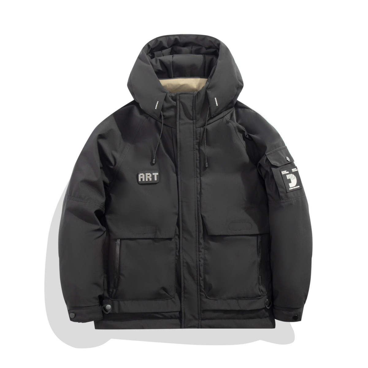 白底平铺2024冬季新款羽绒服男短款连帽潮牌冲锋衣外套8128--P200,男装羽绒服,电商D238