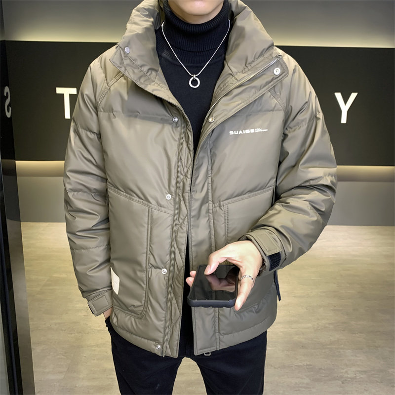 店主风2024冬季主推羽绒服男短款立领标绒外套8869--P165，男装羽绒服，电商D238