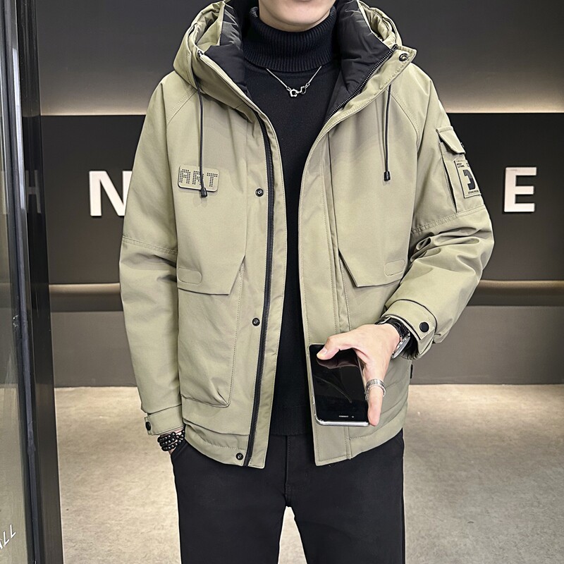 店主风2024冬季新款羽绒服男短款连帽潮牌冲锋衣外套8128--P200,男装羽绒服,电商D238