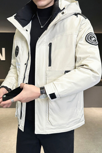 店主风2024冬季新款羽绒服男加厚连帽工装户外冲锋衣8073--P195图片