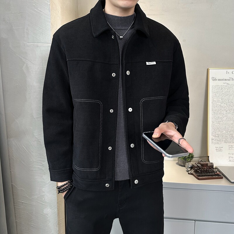 店主风2025冬季主推羽绒服短款翻领毛呢外套90鸭绒8808--P195,男装羽绒服,电商D238