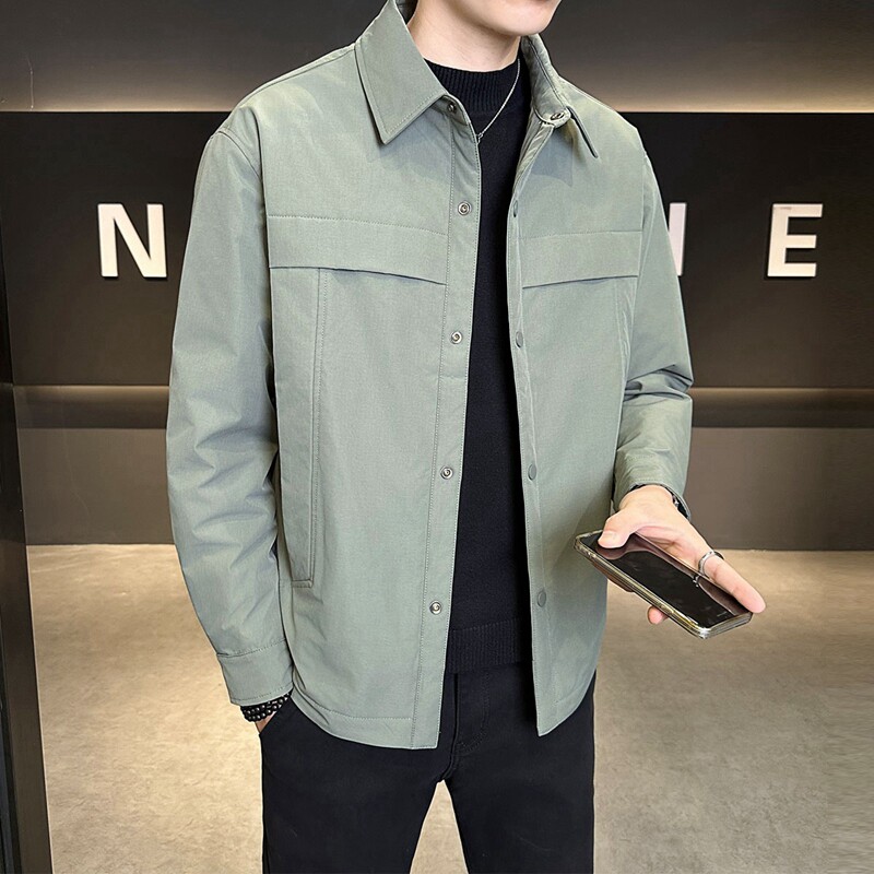 店主风2025冬季新款羽绒衬衫男轻薄标90%绒羽绒服5106-P185,男装衬衫,电商D238