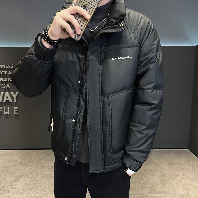 店主风2024冬季主推羽绒服男短款立领标绒外套8869--P165图片