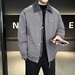 店主风2025冬季假两件羽绒服男翻领短款标绒外套T522--P210图片