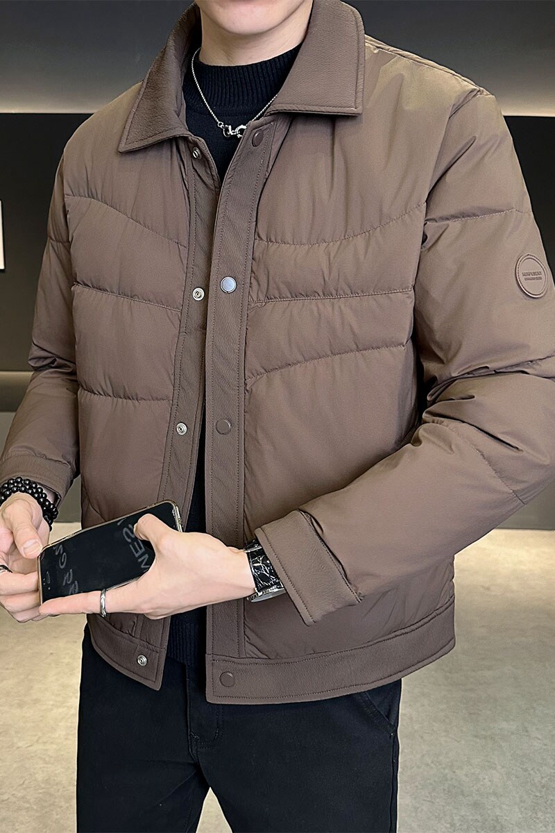 不断货2025冬季新款羽绒衬衫男翻领轻薄标羽绒服8809-P165,男装衬衫,电商D238