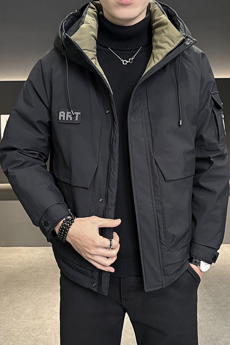 店主风2024冬季新款羽绒服男短款连帽潮牌冲锋衣外套8128--P200,男装羽绒服,电商D238