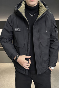 店主风2024冬季新款羽绒服男短款连帽潮牌冲锋衣外套8128--P200图片