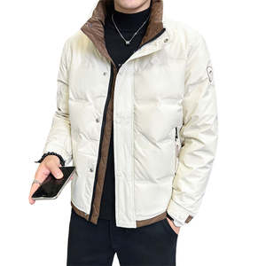 2024冬季新款羽绒服男立领短款拼色标绒羽绒外套D66-P155图片