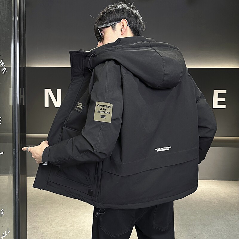 店主风2024冬季新款羽绒服男短款连帽潮牌冲锋衣外套8111--TP200,男装羽绒服,电商D238