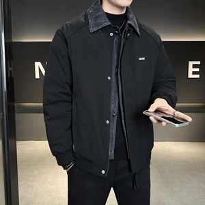 店主风2025冬季假两件羽绒服男翻领短款标绒外套T522--P210图片