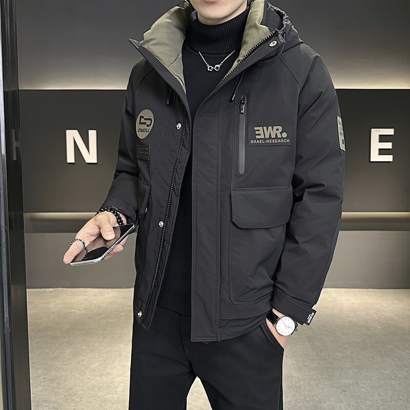 店主风2024冬季新款羽绒服男短款连帽潮牌冲锋衣外套8111--P200图片