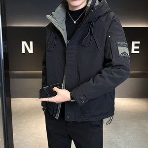 大量现货2025冬季羽绒服男短款连帽背带户外加厚外套8152--P210，男装羽绒服，电商D238