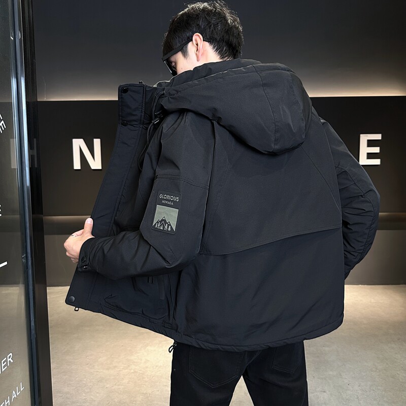 店主风2025冬季新款羽绒服男短款连帽背带户外加厚外套8152--P210,男装羽绒服,电商D238